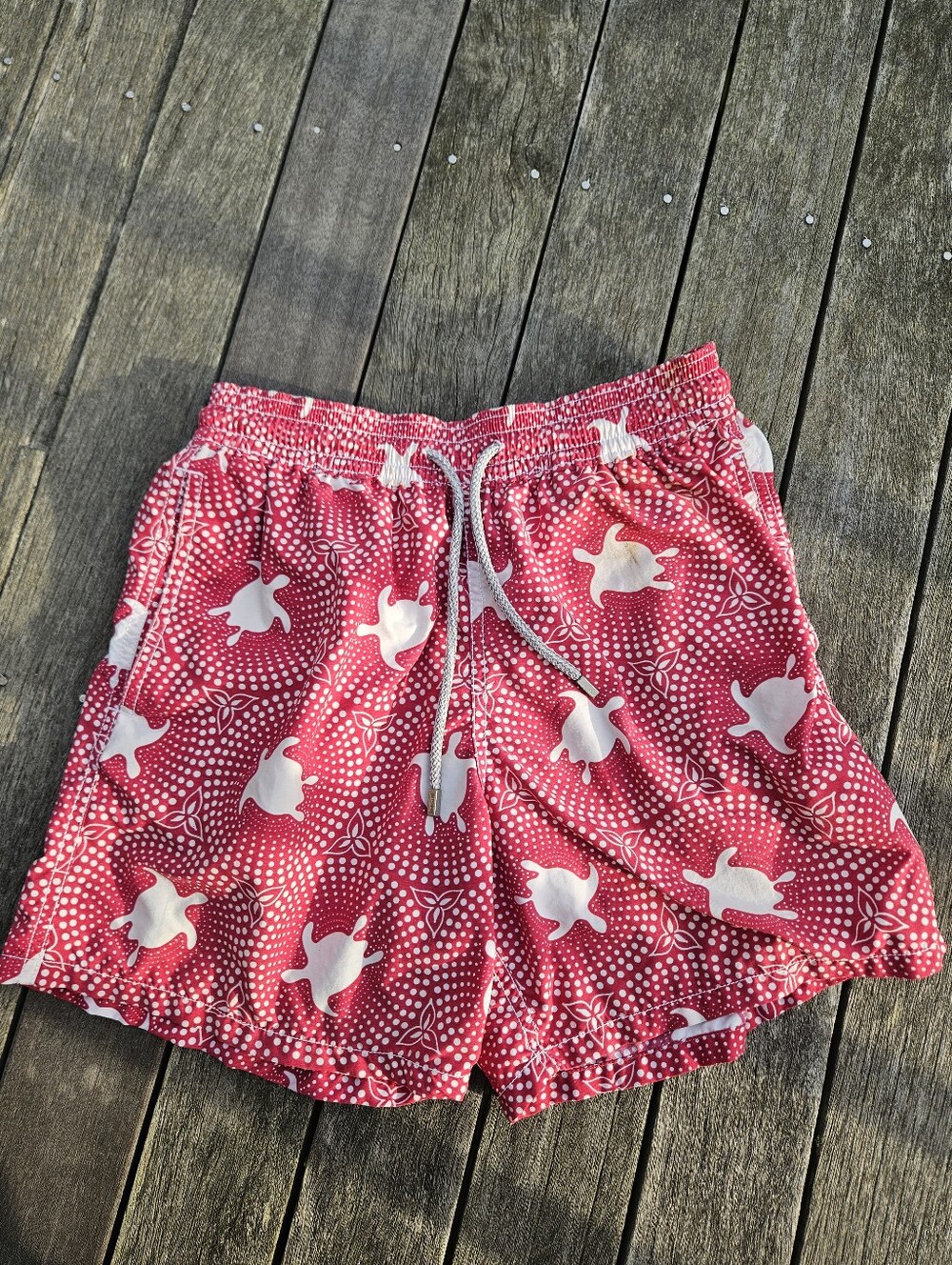 Vilebrequin Mens Red Turtle-Print Swim Shorts - Size Medium